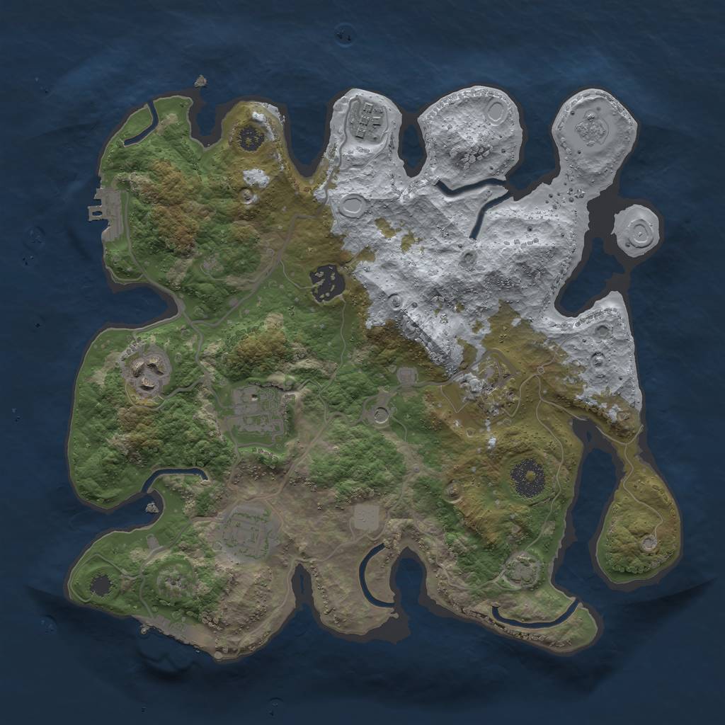Rust Map: Procedural Map, Size: 3000, Seed: 2037959365, 14 Monuments