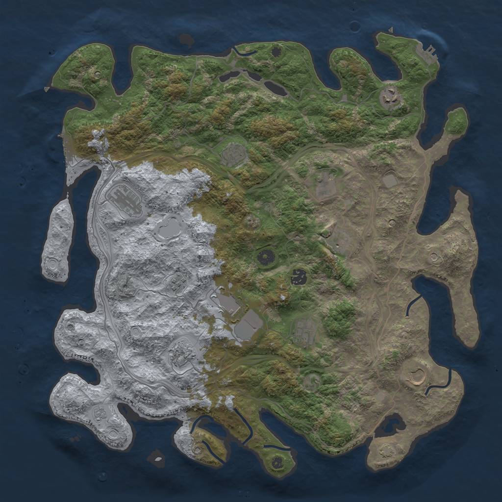 Rust Map: Procedural Map, Size: 4500, Seed: 246465640, 19 Monuments