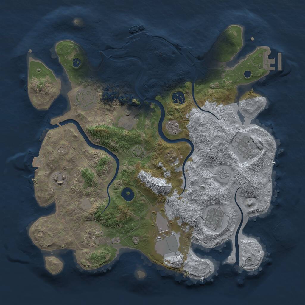 Rust Map: Procedural Map, Size: 3500, Seed: 27854137, 15 Monuments