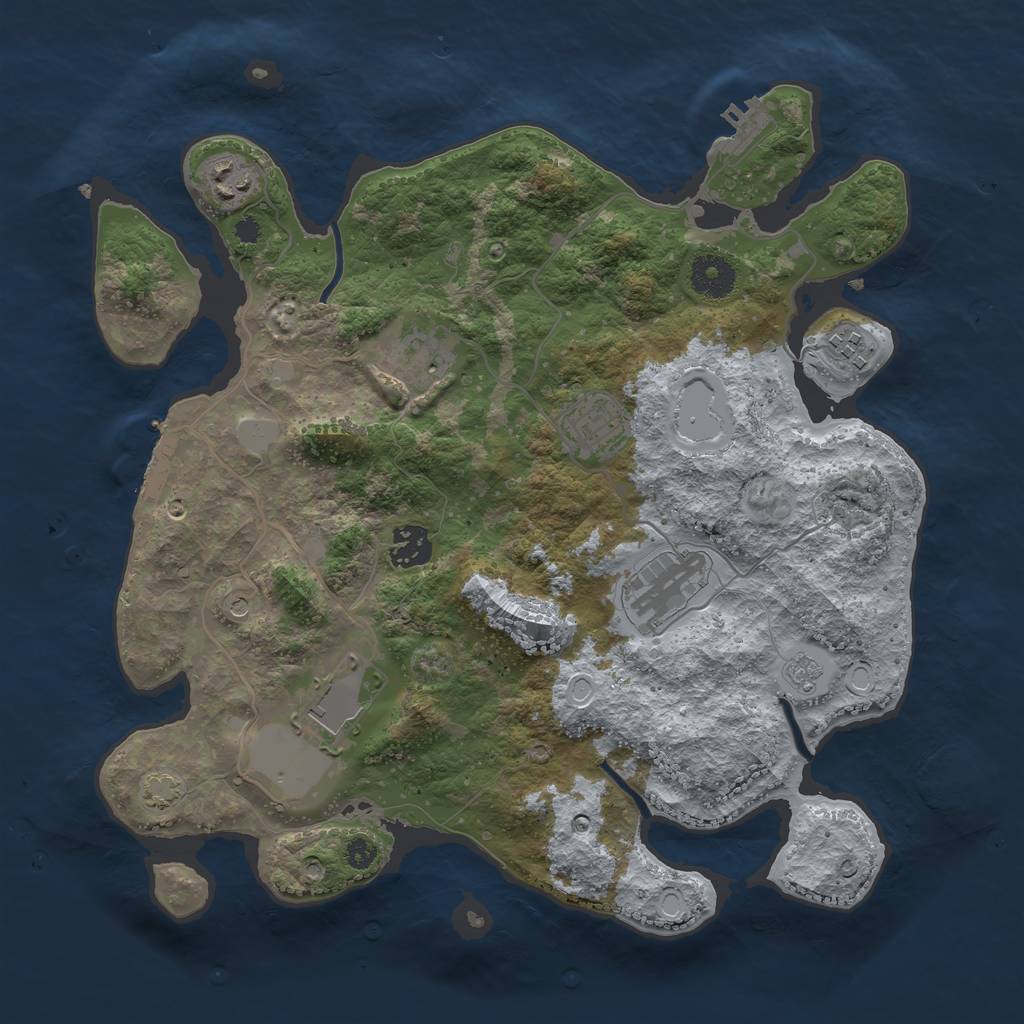 Rust Map: Procedural Map, Size: 3500, Seed: 27854137, 15 Monuments