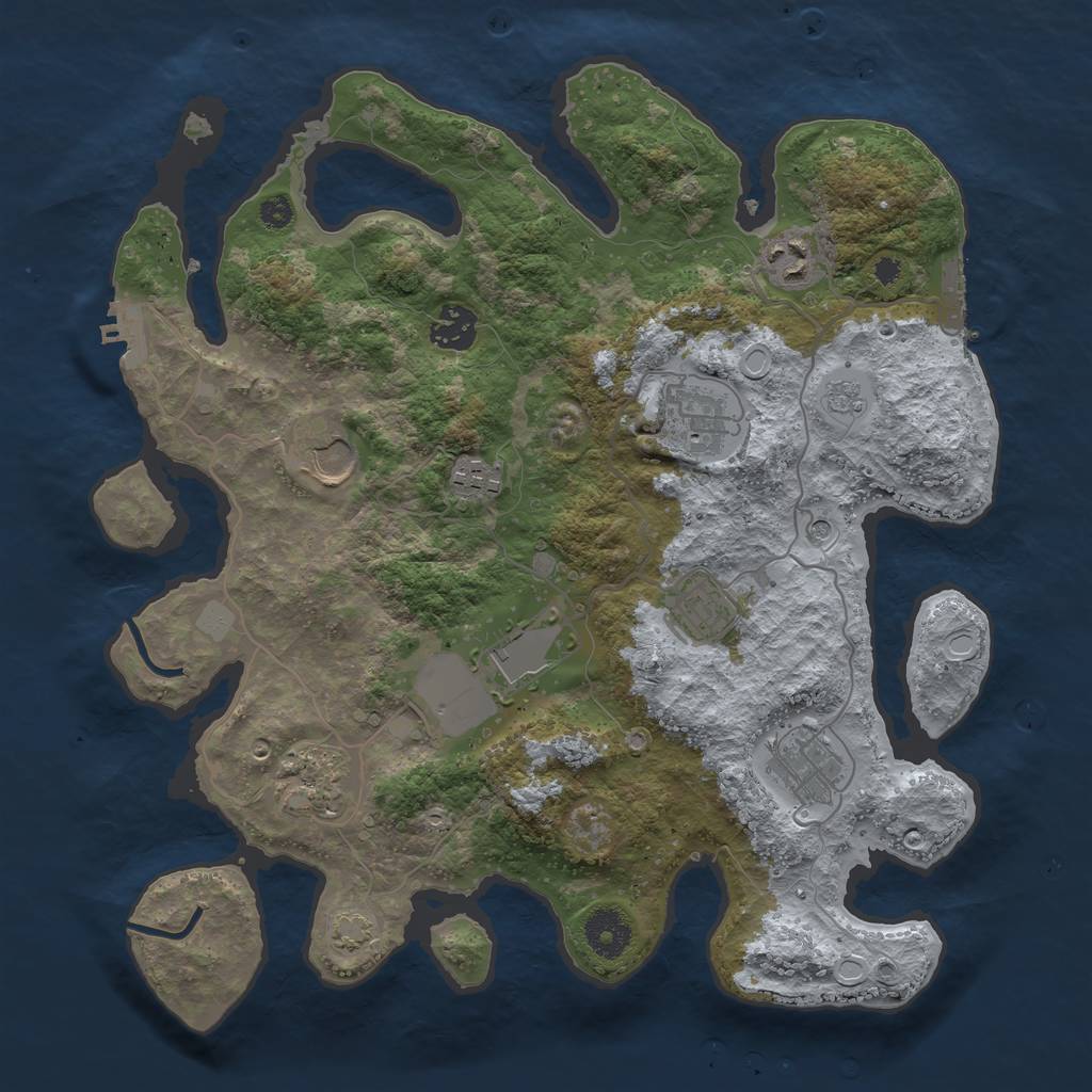 Rust Map: Procedural Map, Size: 3500, Seed: 44806674, 17 Monuments