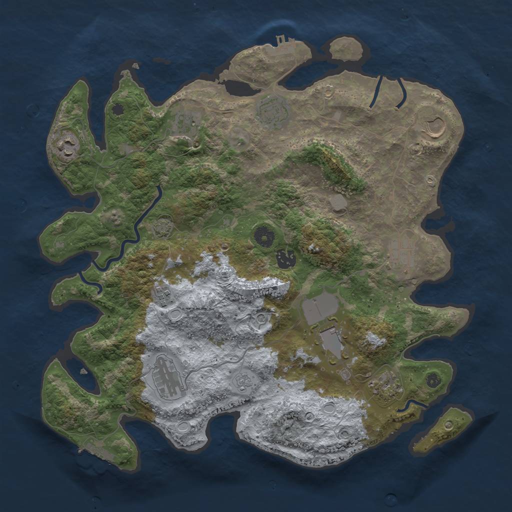 Rust Map: Procedural Map, Size: 3750, Seed: 83988730, 18 Monuments