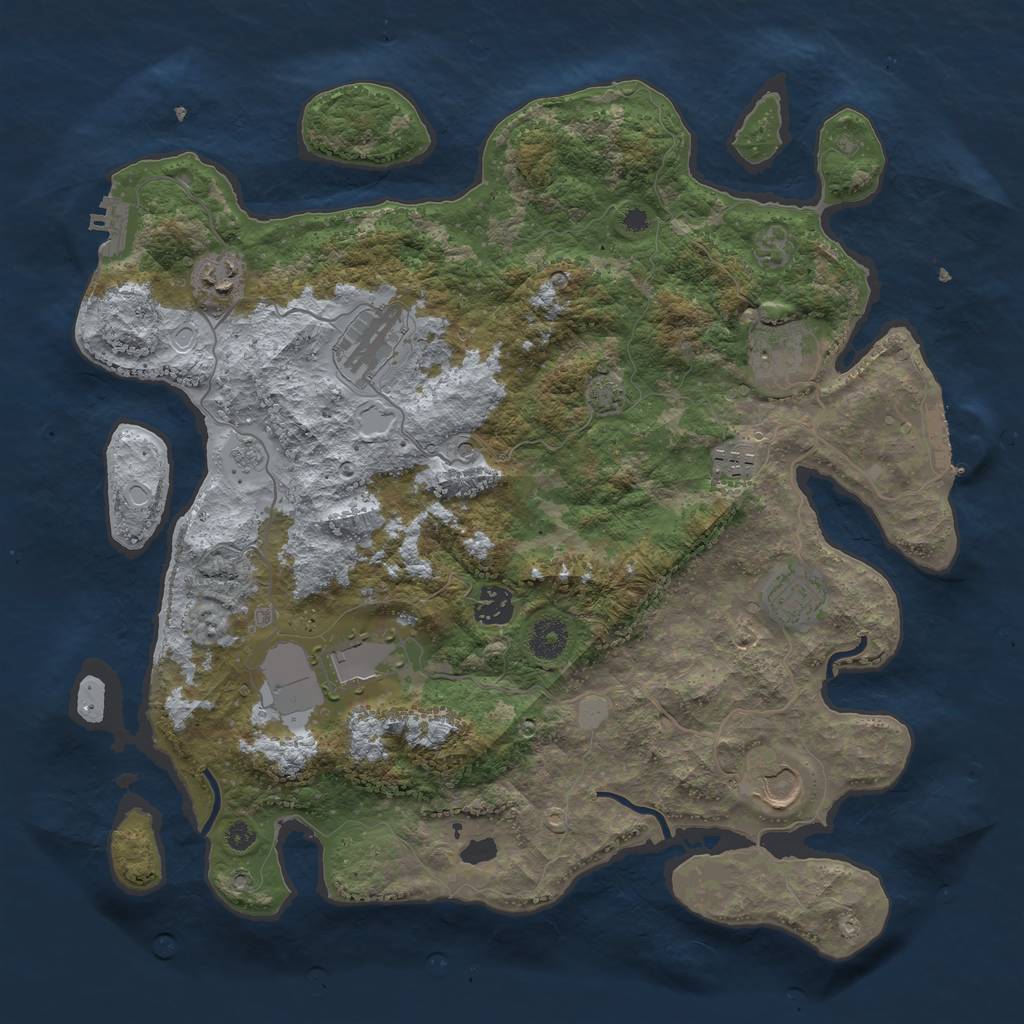 Rust Map: Procedural Map, Size: 3800, Seed: 1372208560, 16 Monuments