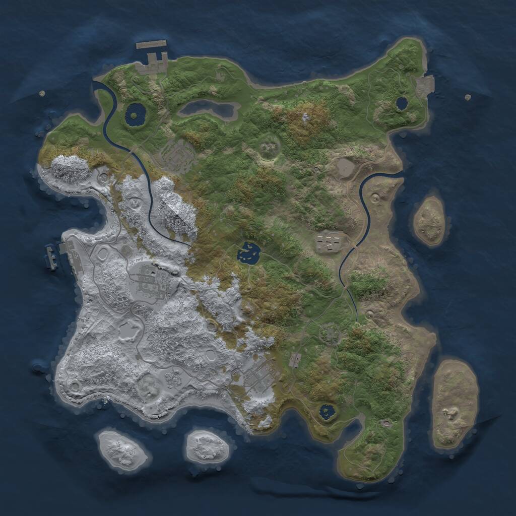 Rust Map: Procedural Map, Size: 3450, Seed: 5270423, 11 Monuments