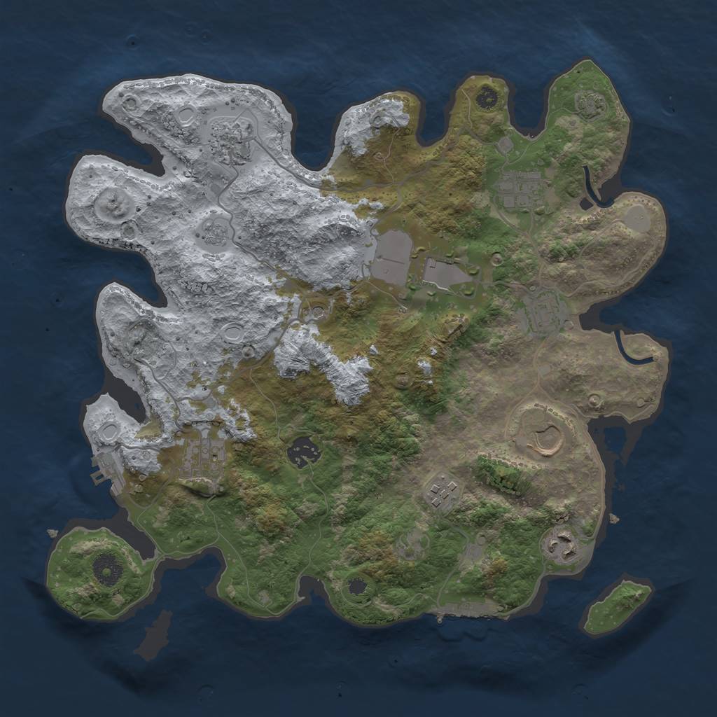 Rust Map: Procedural Map, Size: 3500, Seed: 1769389665, 17 Monuments