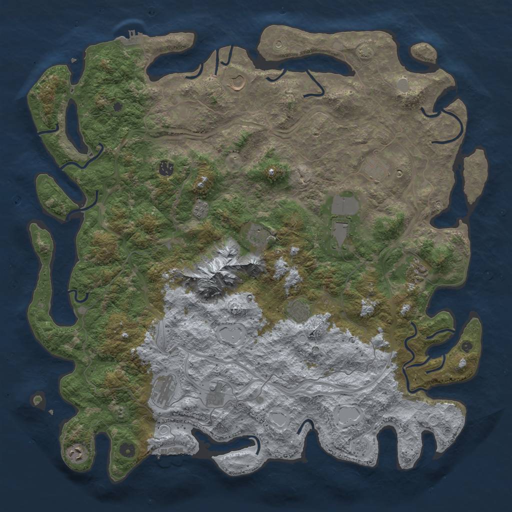 Rust Map: Procedural Map, Size: 5000, Seed: 648947266, 19 Monuments