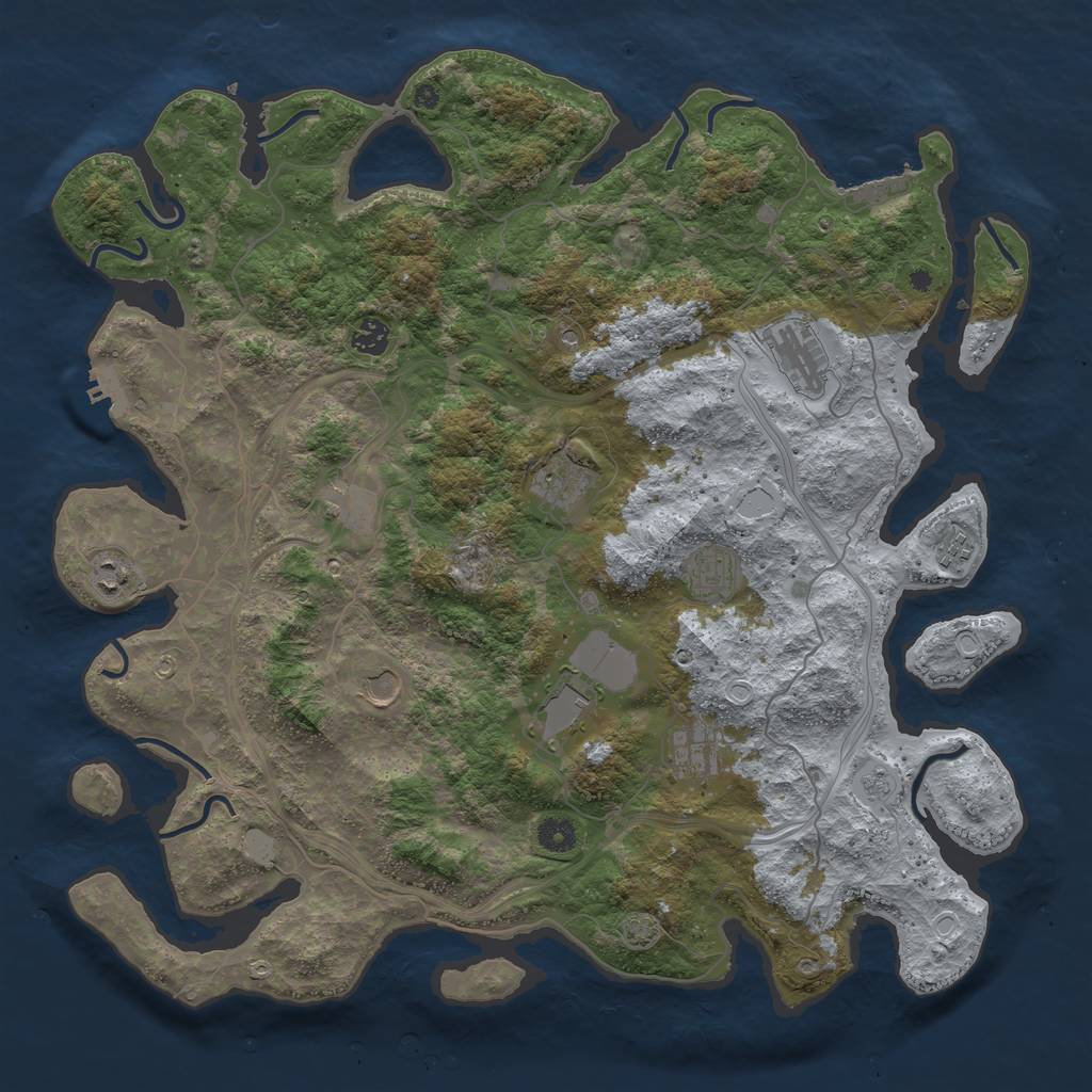 Rust Map: Procedural Map, Size: 4400, Seed: 76527971, 18 Monuments