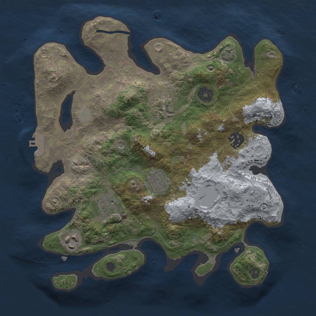 Rust Map: Procedural Map, Size: 3000, Seed: 189845486, 12 Monuments