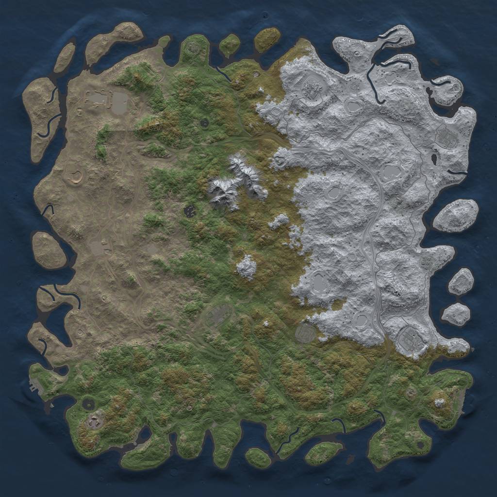 Rust Map: Procedural Map, Size: 6000, Seed: 1867681443, 19 Monuments