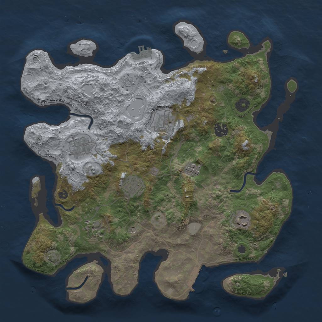Rust Map: Procedural Map, Size: 3450, Seed: 28930119, 15 Monuments
