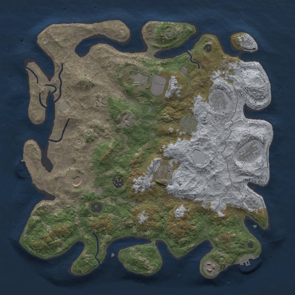 Rust Map: Procedural Map, Size: 4000, Seed: 16496491, 18 Monuments