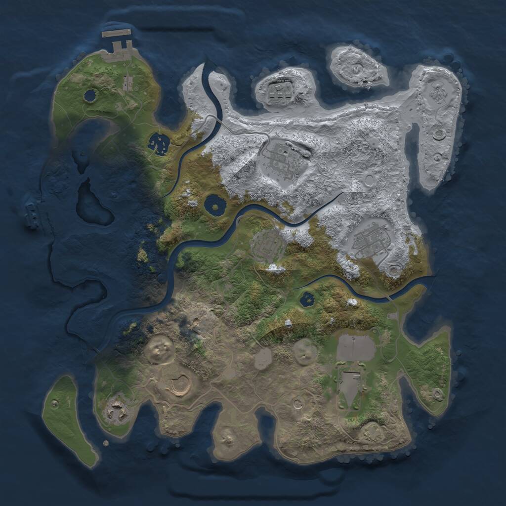 Rust Map: Procedural Map, Size: 3500, Seed: 61254107, 14 Monuments