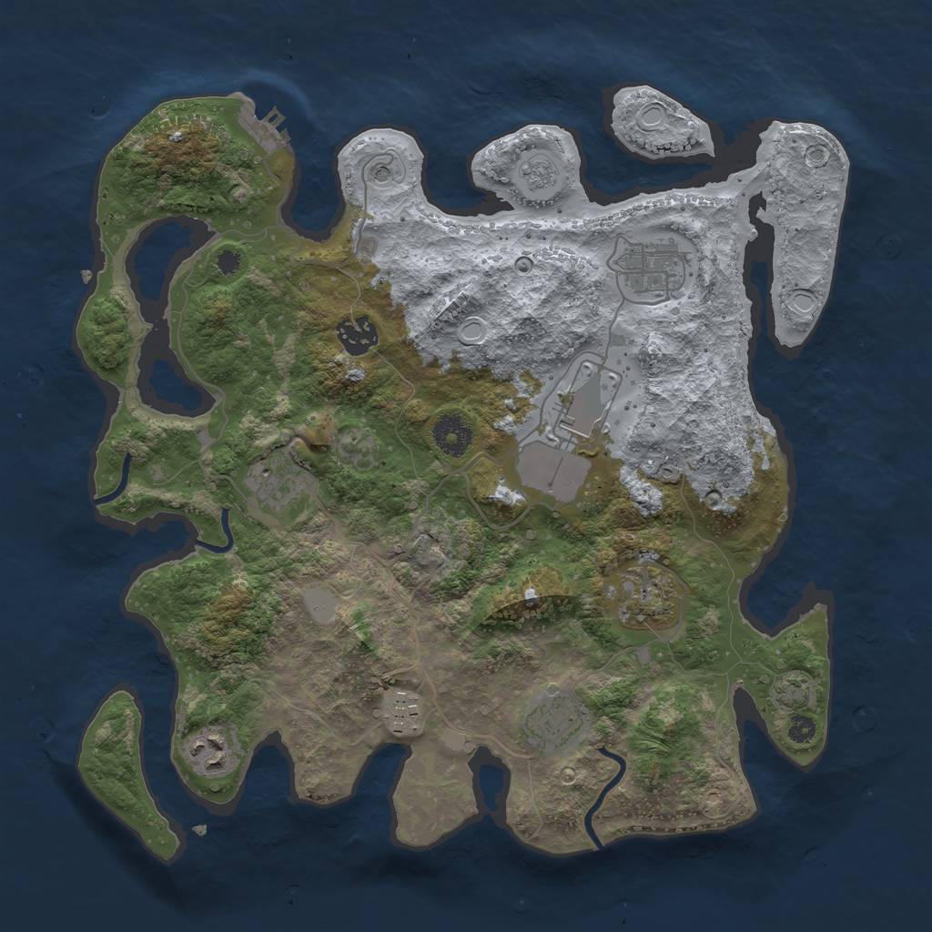 Rust Map: Procedural Map, Size: 3500, Seed: 61254107, 15 Monuments