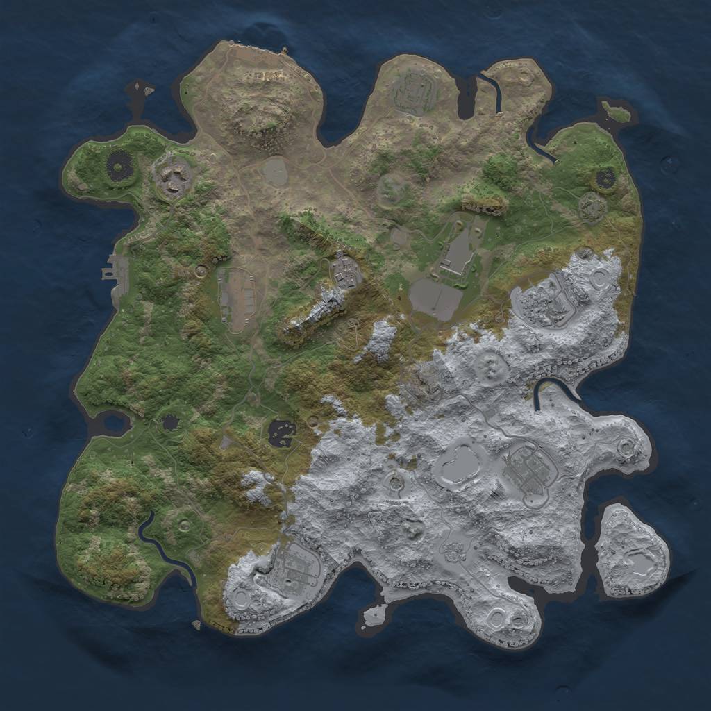 Rust Map: Procedural Map, Size: 3700, Seed: 92112956, 17 Monuments