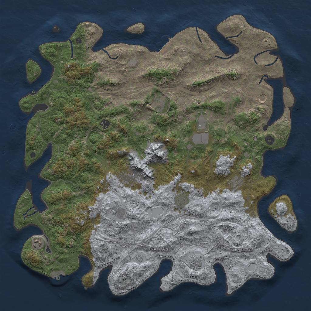 Rust Map: Procedural Map, Size: 5000, Seed: 2037527790, 19 Monuments