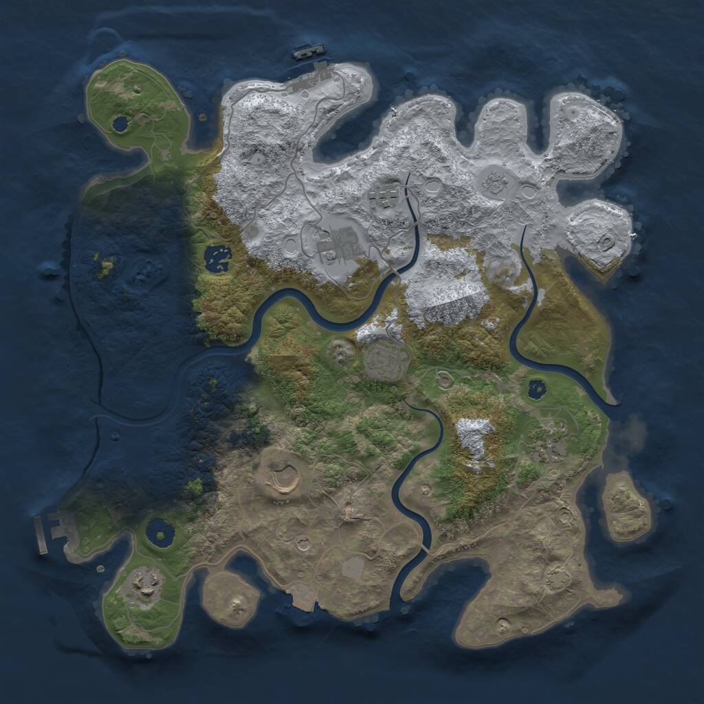Rust Map: Procedural Map, Size: 3700, Seed: 53479004, 13 Monuments