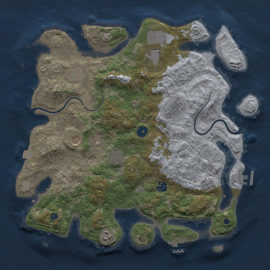 Rust Map: Procedural Map, Size: 3750, Seed: 34707613, 14 Monuments