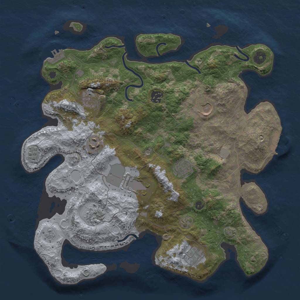 Rust Map: Procedural Map, Size: 3600, Seed: 797777, 17 Monuments