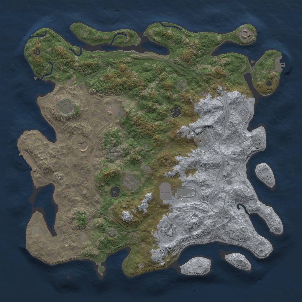Rust Map: Procedural Map, Size: 4400, Seed: 98017202, 18 Monuments