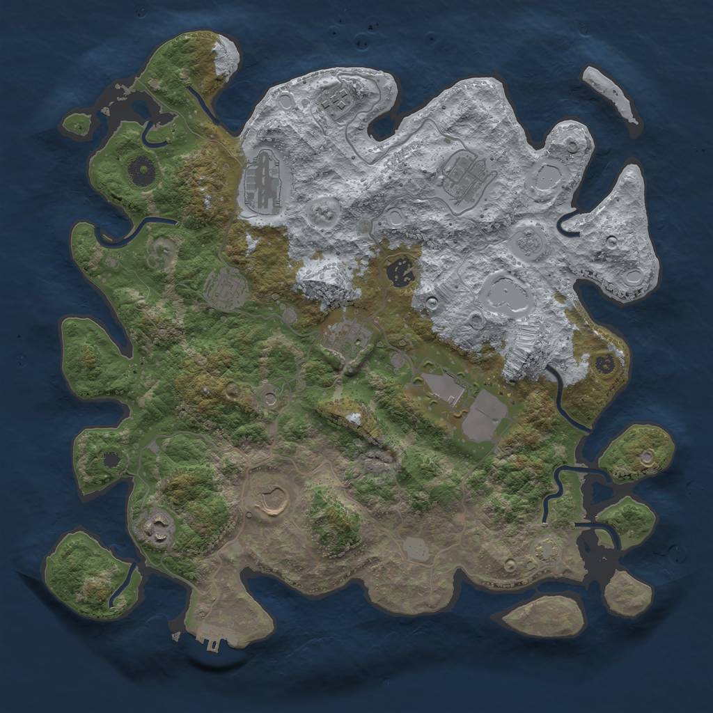 Rust Map: Procedural Map, Size: 3800, Seed: 49125940, 16 Monuments