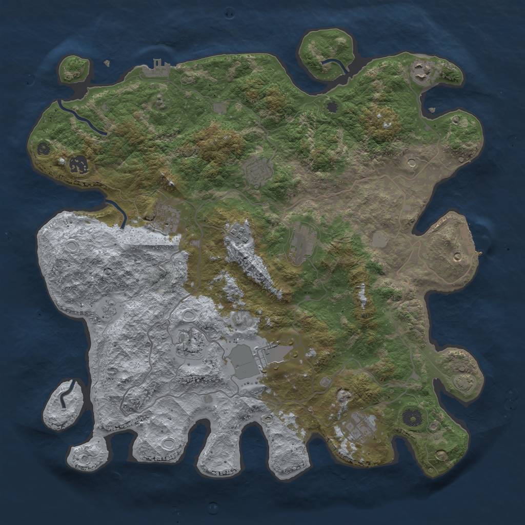 Rust Map: Procedural Map, Size: 4100, Seed: 62252275, 17 Monuments