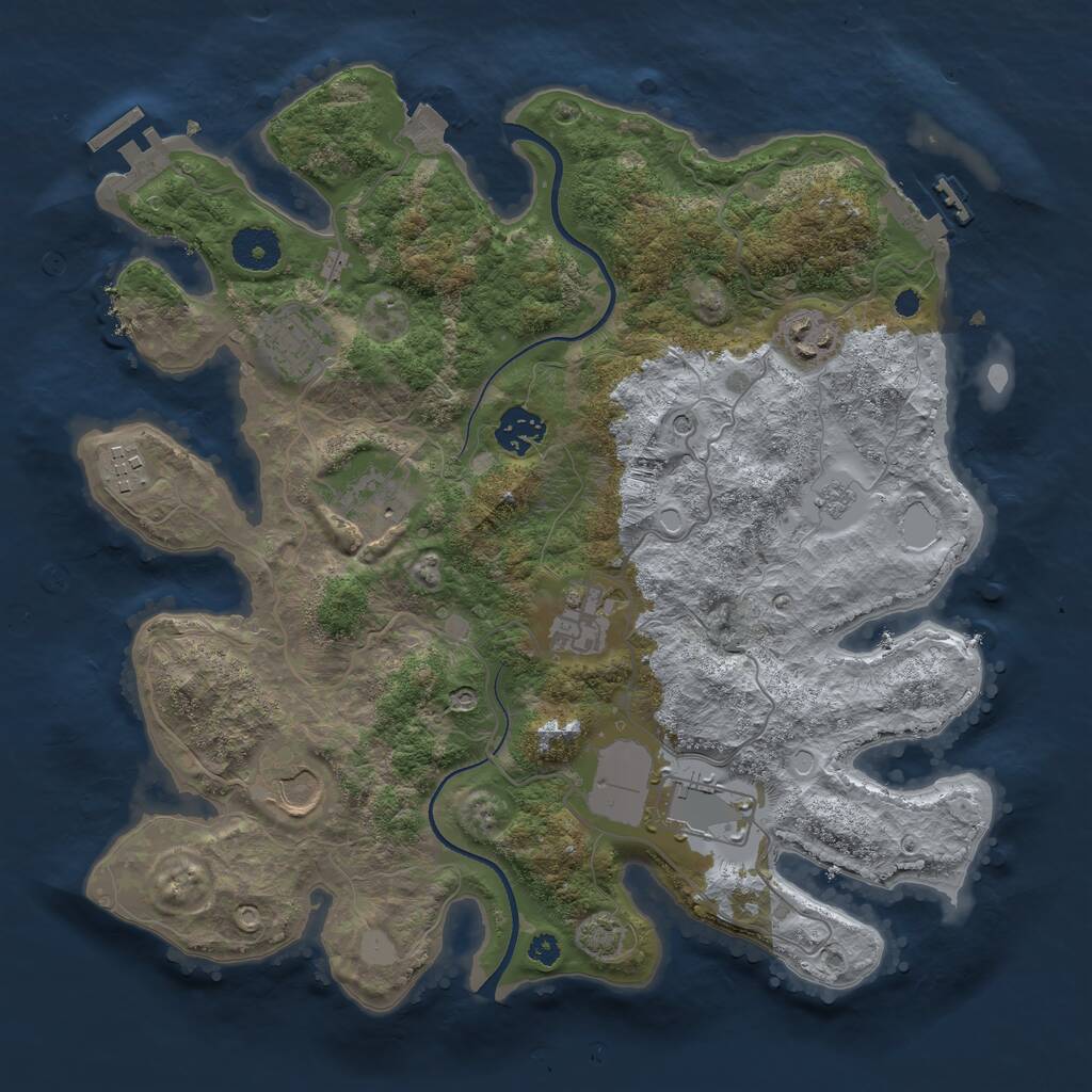 Rust Map: Procedural Map, Size: 3500, Seed: 1268708109, 14 Monuments