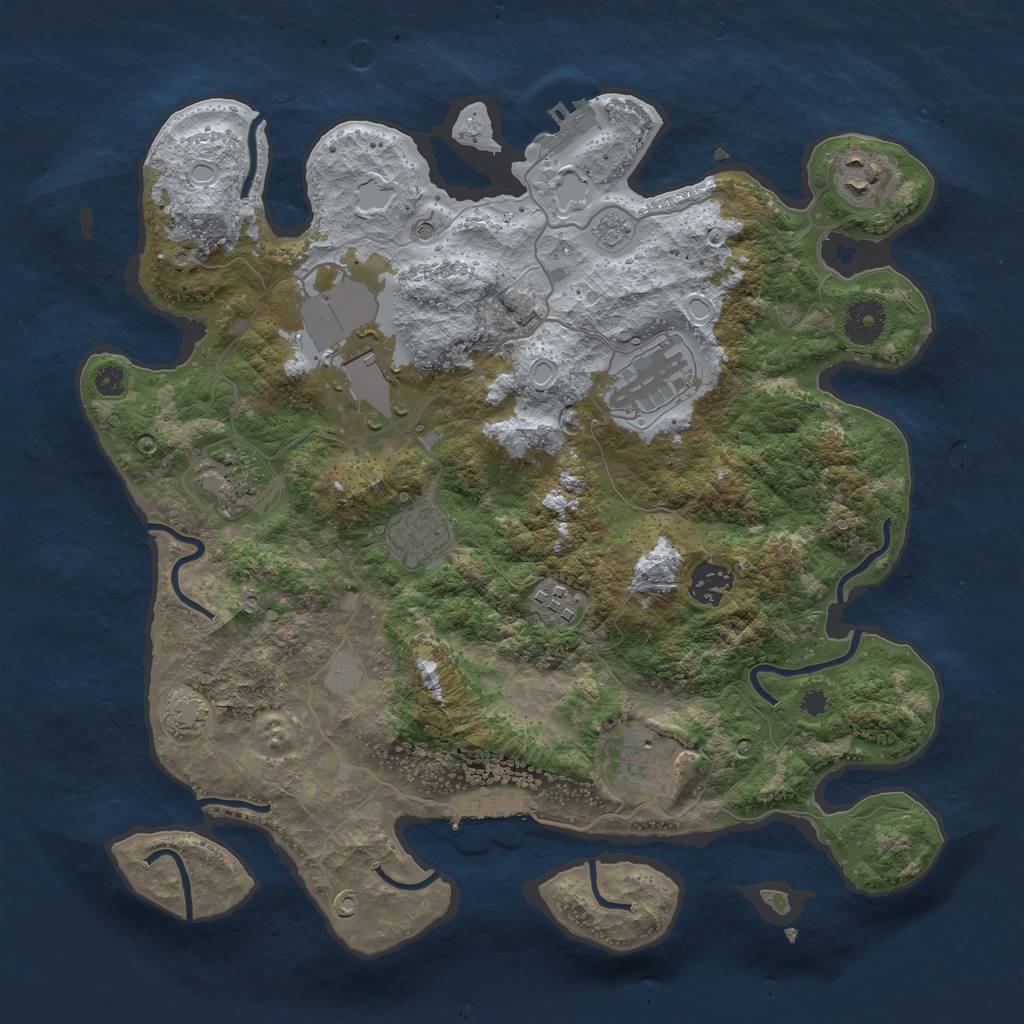 Rust Map: Procedural Map, Size: 3550, Seed: 75224689, 16 Monuments