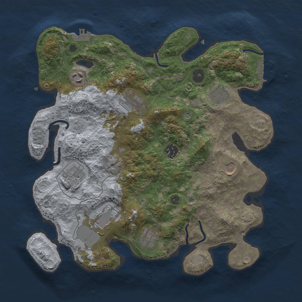 Rust Map: Procedural Map, Size: 3500, Seed: 75962614, 17 Monuments