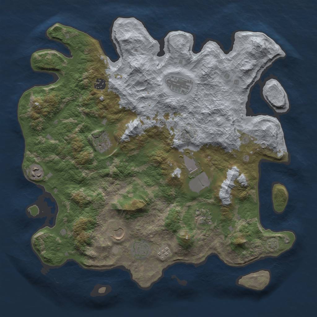 Rust Map: Barren, Size: 4000, Seed: 9308, 13 Monuments