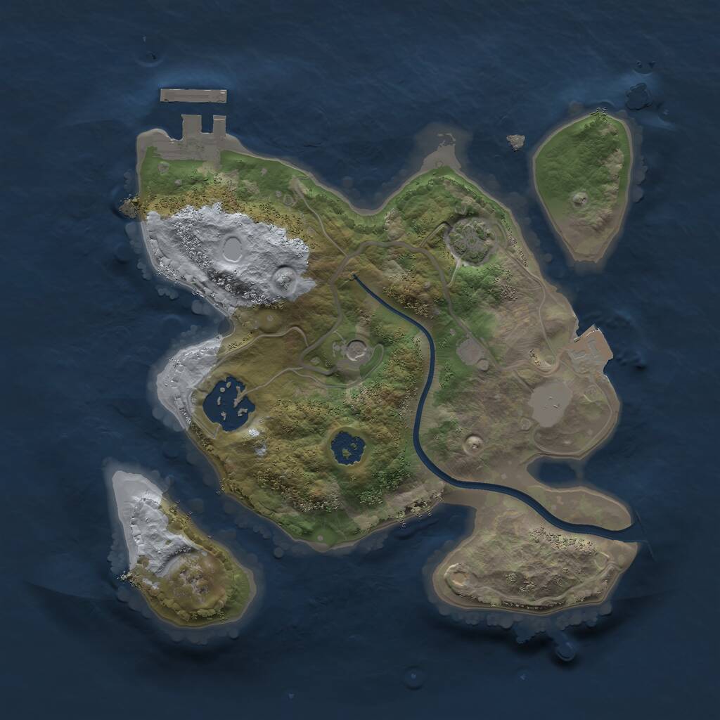 Rust Map: Procedural Map, Size: 2200, Seed: 1155027091, 5 Monuments