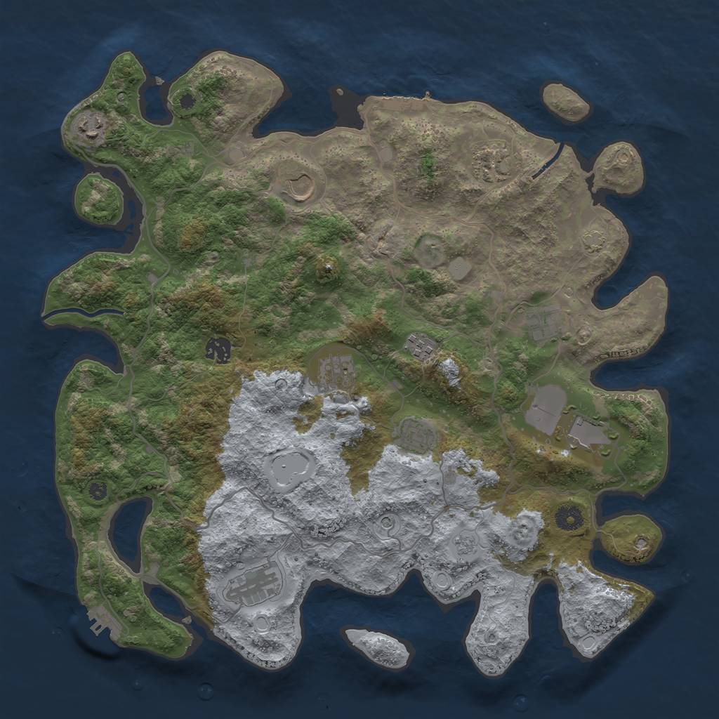 Rust Map: Procedural Map, Size: 4000, Seed: 78232, 18 Monuments