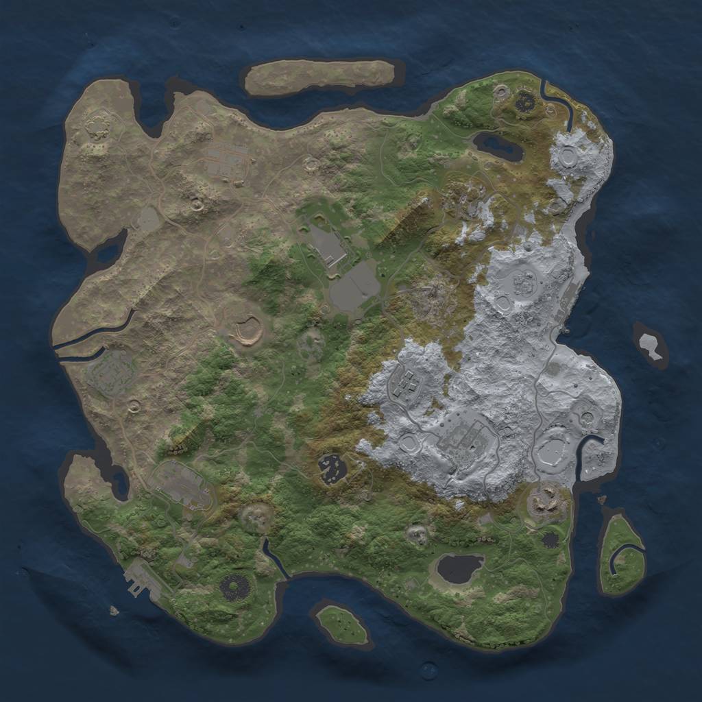Rust Map: Procedural Map, Size: 3650, Seed: 12734657, 18 Monuments