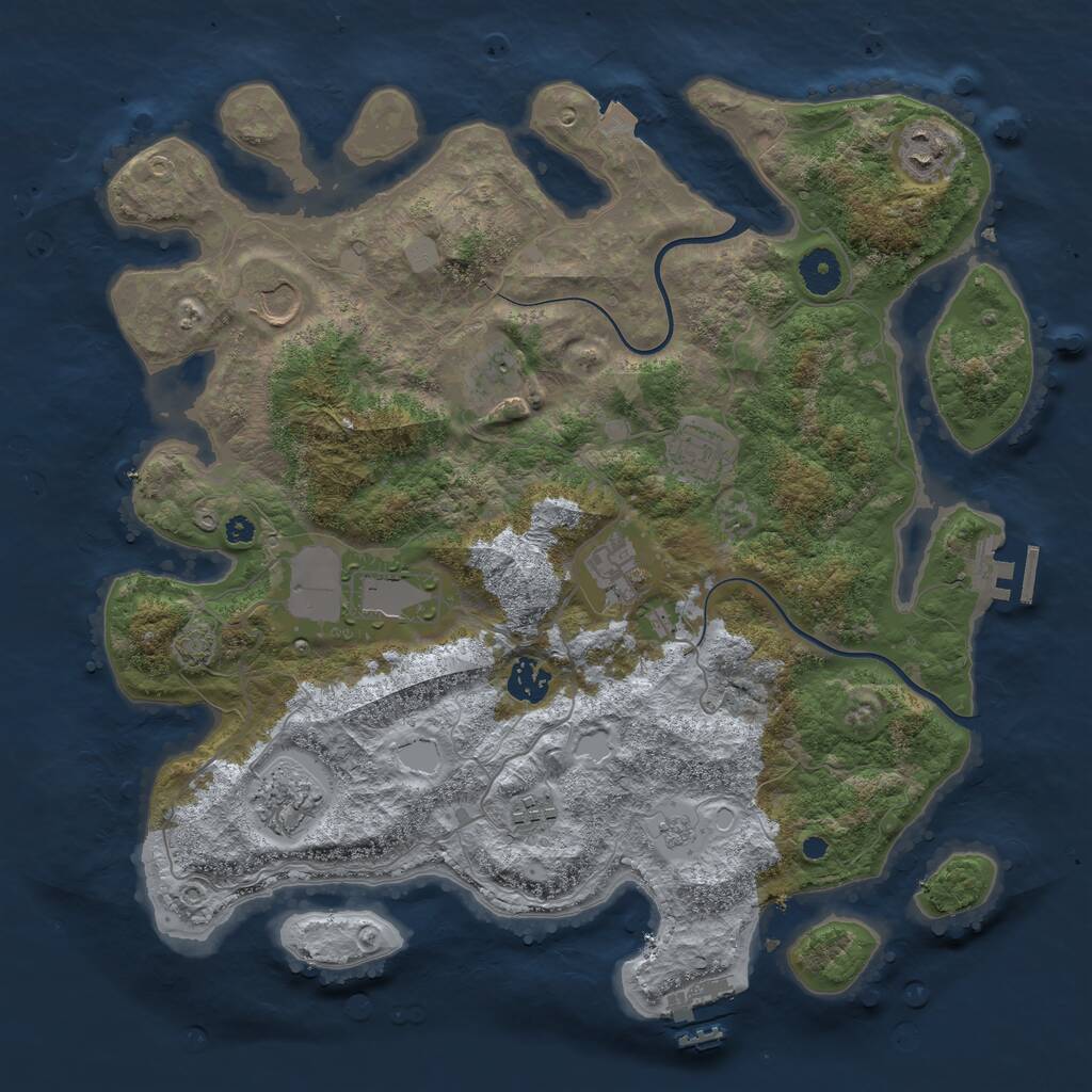 Rust Map: Procedural Map, Size: 3800, Seed: 43194417, 14 Monuments