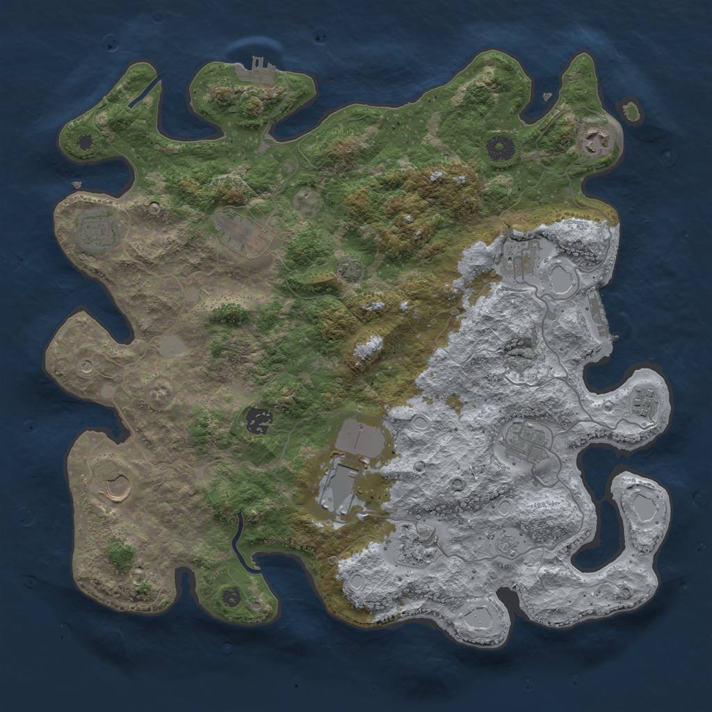 Rust Map: Procedural Map, Size: 3900, Seed: 84936744, 18 Monuments