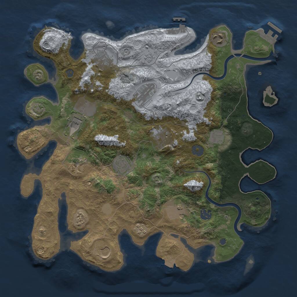 Rust Map: Procedural Map, Size: 3700, Seed: 301987, 19 Monuments