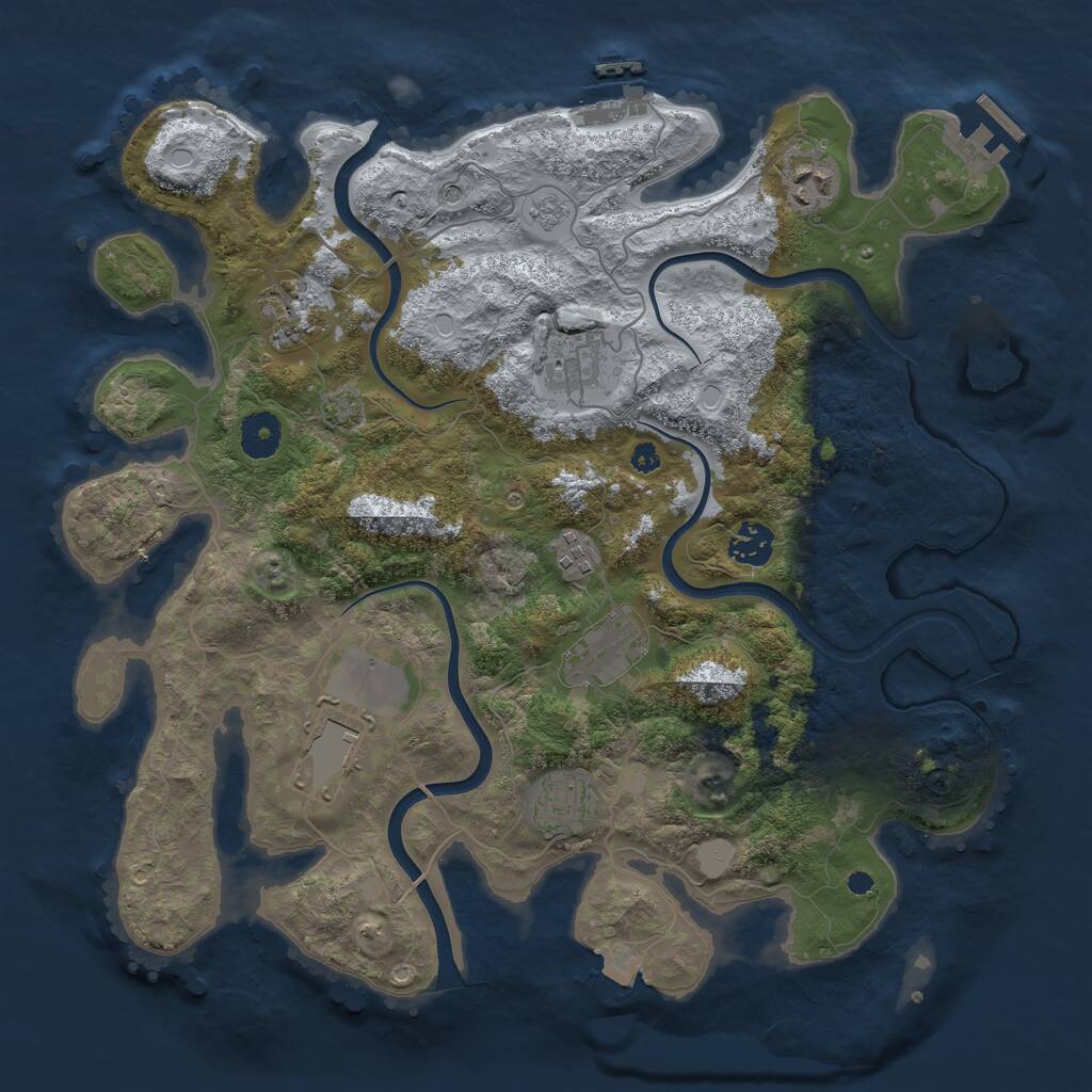 Rust Map: Procedural Map, Size: 3700, Seed: 301987, 14 Monuments