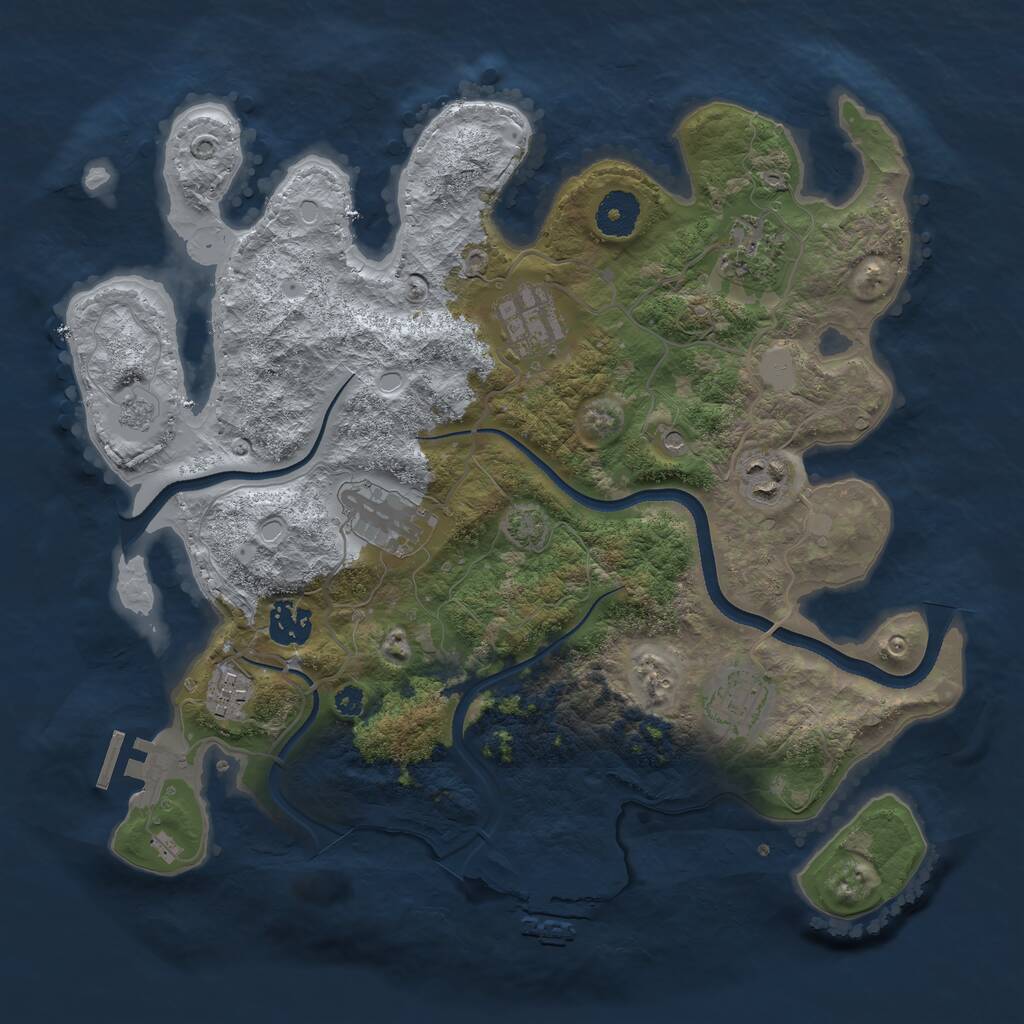 Rust Map: Procedural Map, Size: 3450, Seed: 30285402, 13 Monuments