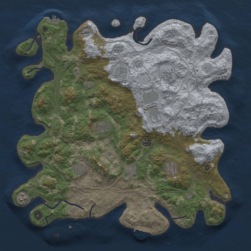 Rust Map: Procedural Map, Size: 4300, Seed: 430880, 18 Monuments