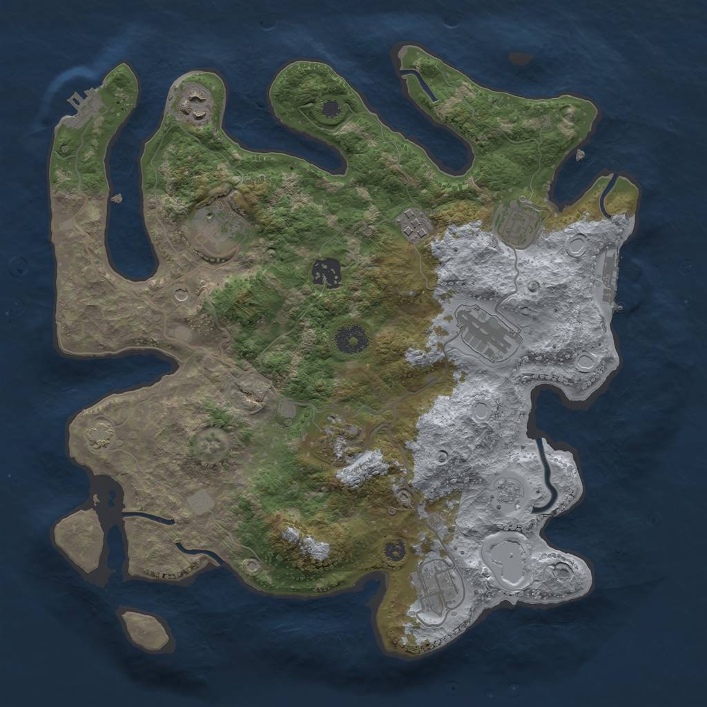 Rust Map: Procedural Map, Size: 3400, Seed: 28611460, 16 Monuments