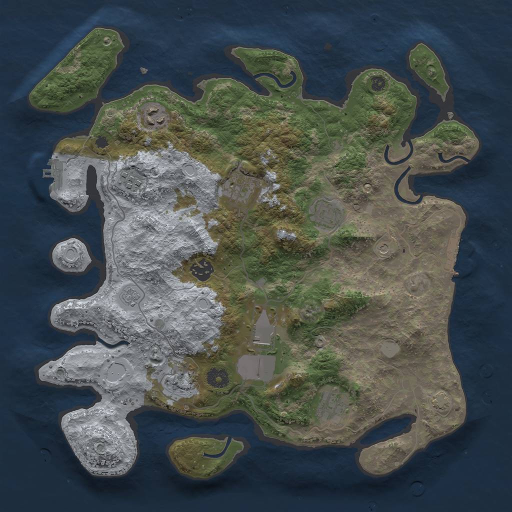 Rust Map: Procedural Map, Size: 3550, Seed: 97687943, 16 Monuments