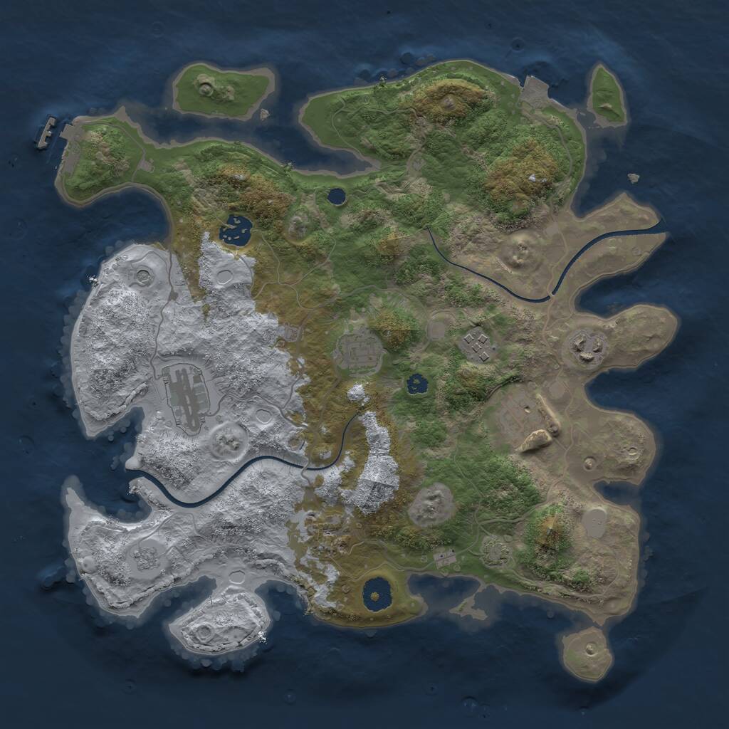 Rust Map: Procedural Map, Size: 3450, Seed: 49836426, 12 Monuments