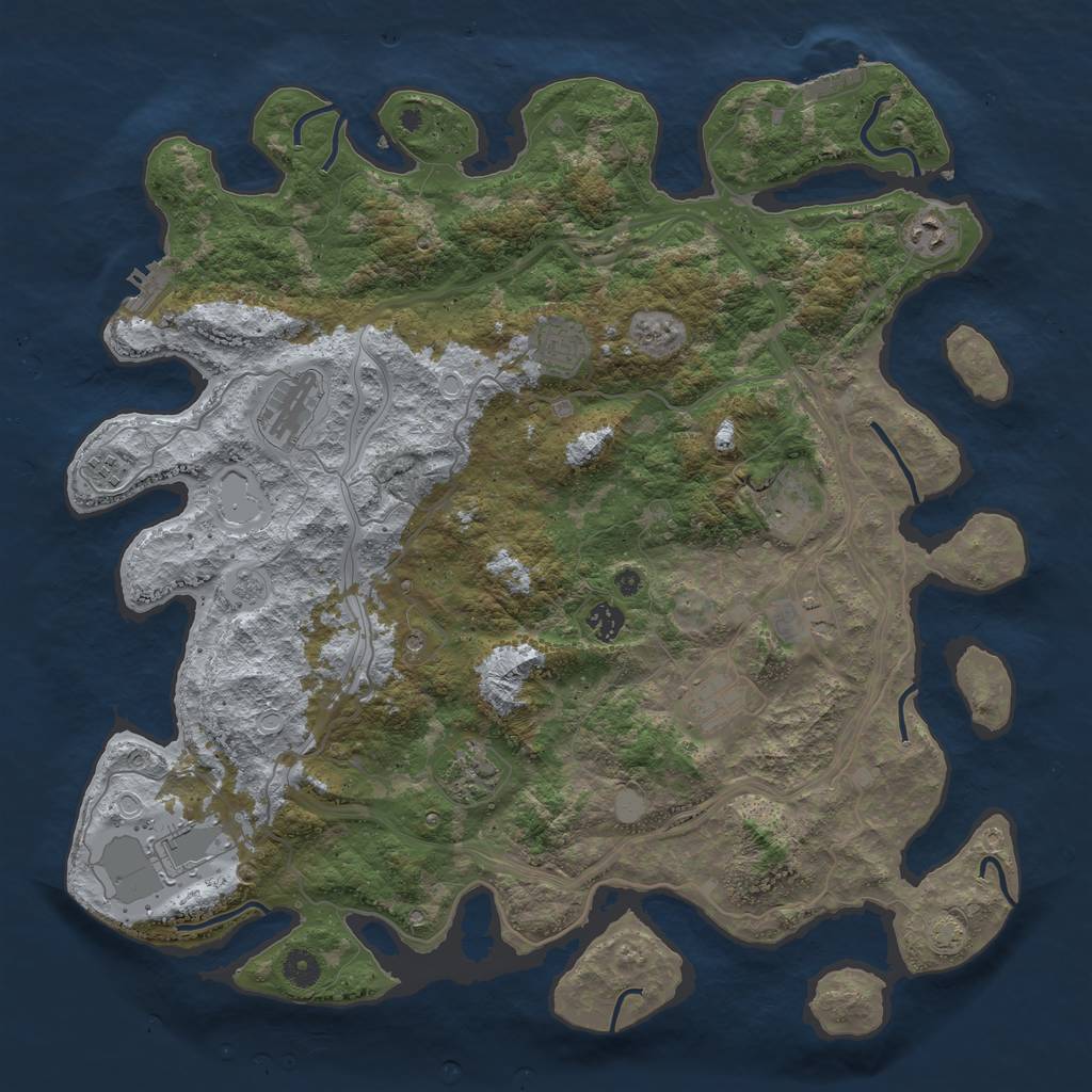 Rust Map: Procedural Map, Size: 4400, Seed: 49732158, 18 Monuments