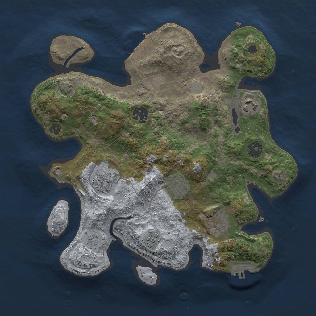 Rust Map: Procedural Map, Size: 3000, Seed: 15570, 13 Monuments