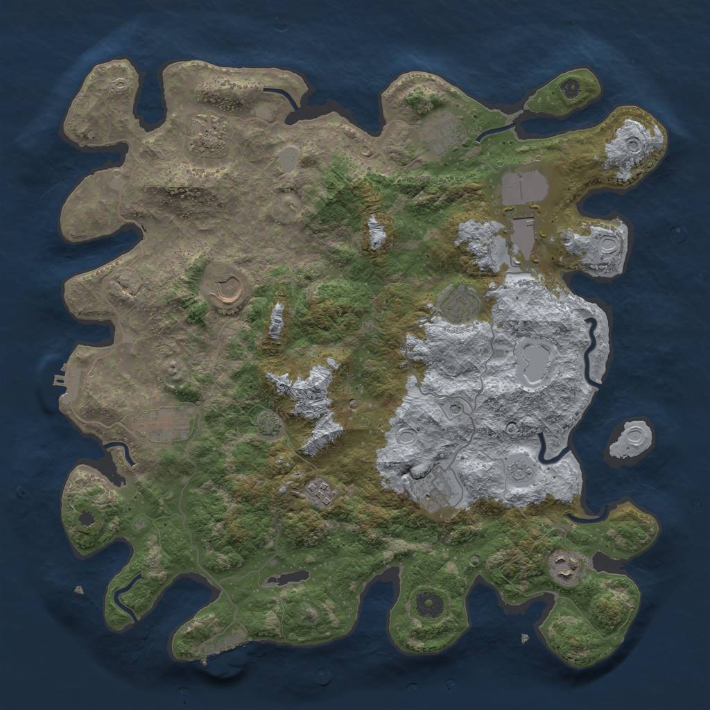 Rust Map: Procedural Map, Size: 3950, Seed: 31177025, 17 Monuments