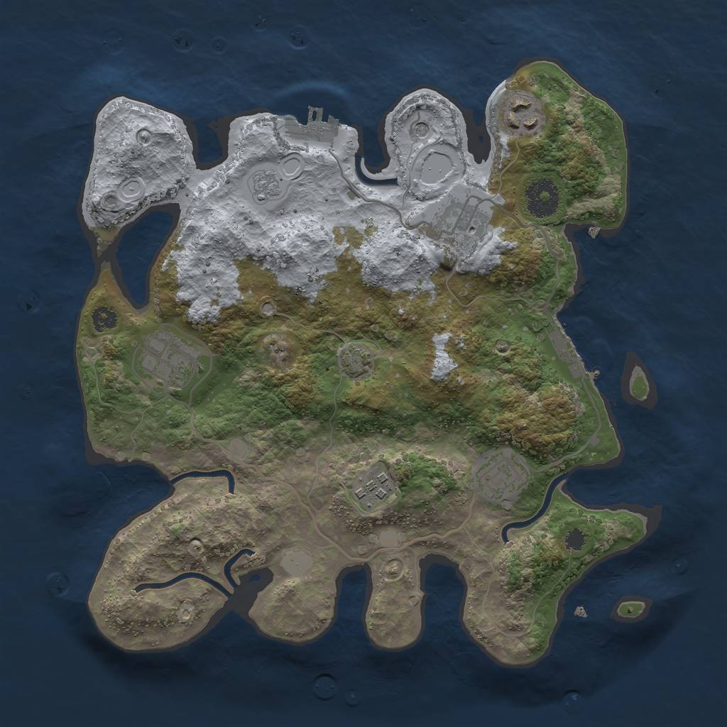 Rust Map: Procedural Map, Size: 3000, Seed: 1193, 13 Monuments