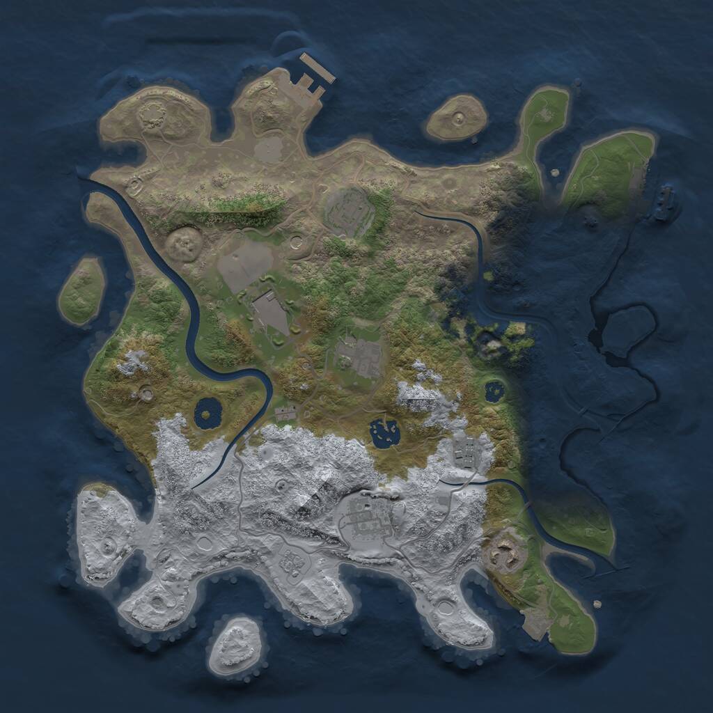 Rust Map: Procedural Map, Size: 3500, Seed: 27444298, 13 Monuments