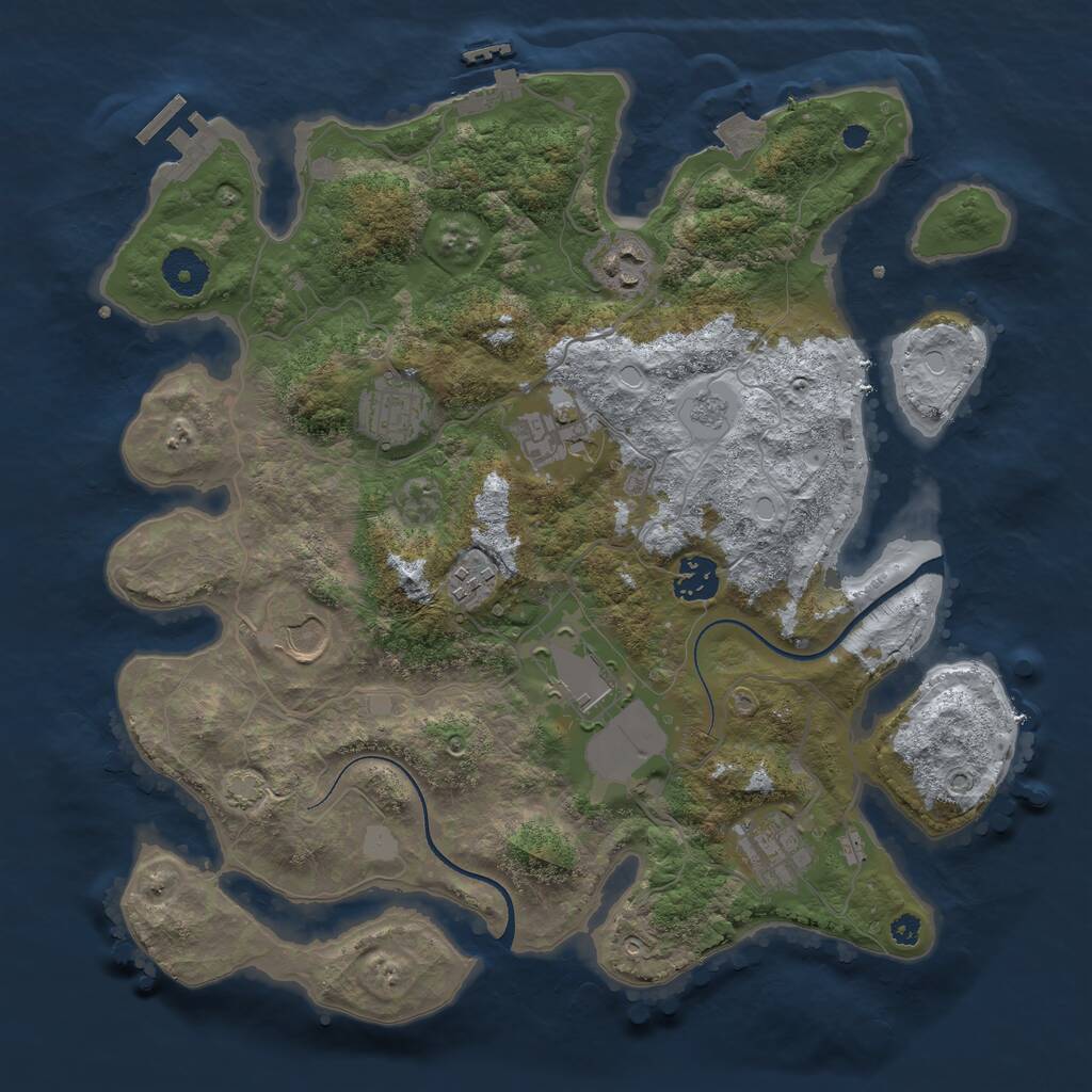 Rust Map: Procedural Map, Size: 3550, Seed: 30218581, 13 Monuments