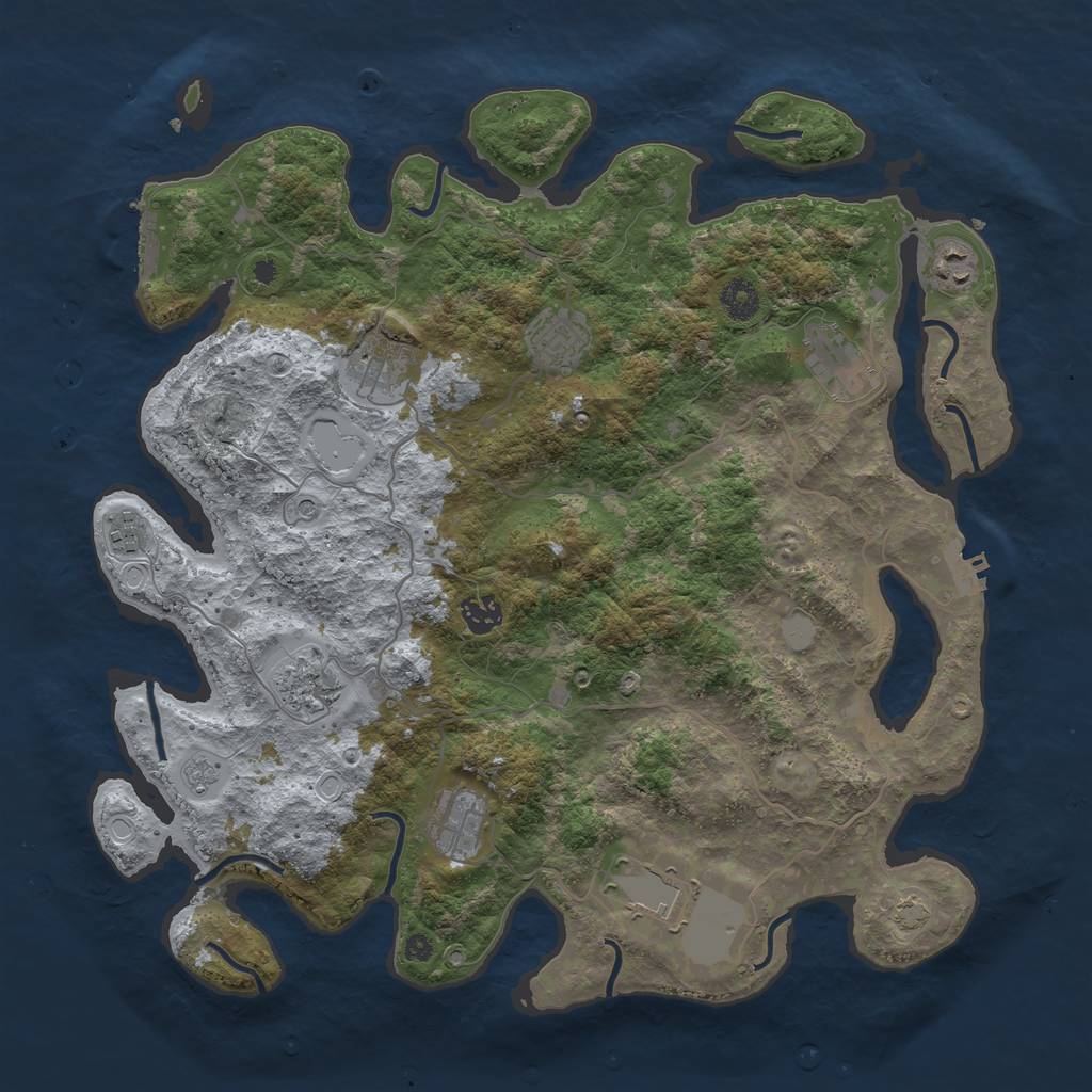 Rust Map: Procedural Map, Size: 4000, Seed: 35576385, 17 Monuments