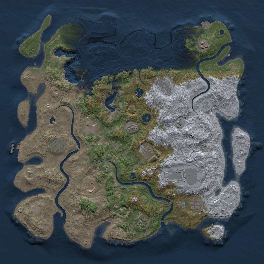 Rust Map: Procedural Map, Size: 4300, Seed: 26023709, 17 Monuments