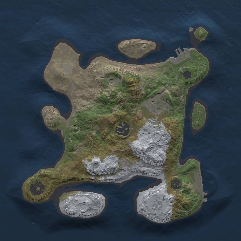 Rust Map: Procedural Map, Size: 2500, Seed: 1323185885, 9 Monuments